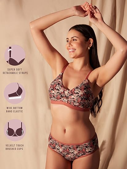 NYKD Women’s Polyamide Lightly Padded Wire-Free T-Shirt Bra Casual Everyday Comfort